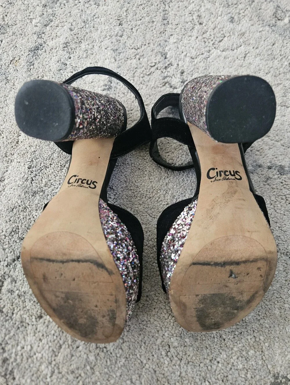 Circus by Sam Edelman Black Velvet Glitter Platform Sandals